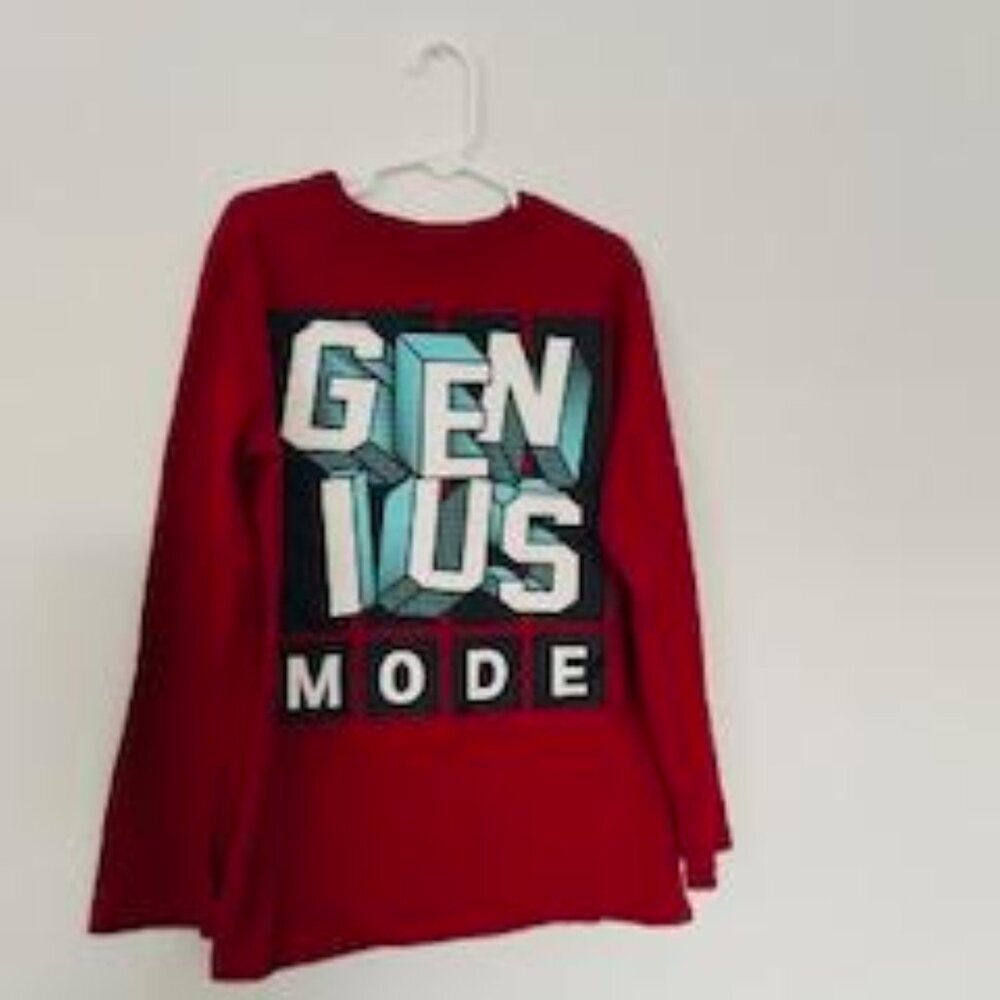 The Children’s Place Boys “Genius Mode” Graphic Tee – Size M (7/8) - Color Red